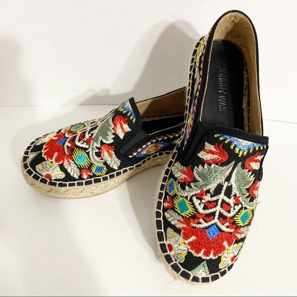 Johnny Was Boho Floral Embroidered Catopsia Jute Trimmed Slip On Espadrille Shoe - Picture 2 of 12